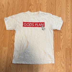 God's Plan White Graphic Tee with Red Chest Panel